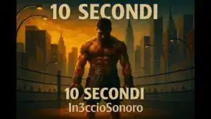 Copertina della canzone "10 Secondi" di In3ccioSonoro, uomo muscoloso in città al tramonto