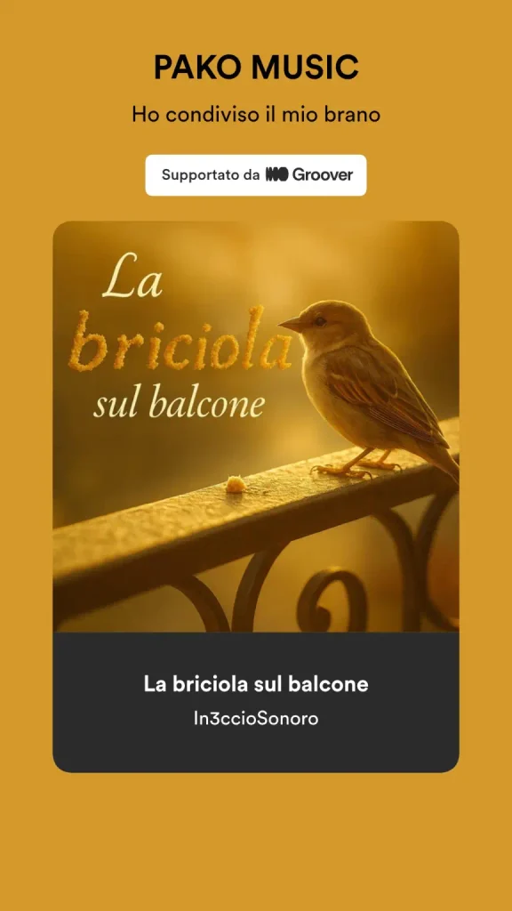 La briciola sul balcone di In3ccioSonoro selezionata da Pako Music tramite Groover